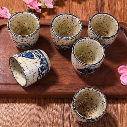 Swlthwen 6-Piece Porcelain Sake Cups Set YL - Japanese Wine & Whiskey Drinkware