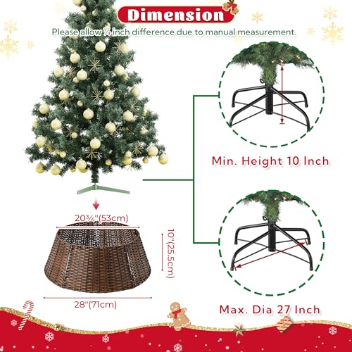 Granny Says 28" Large Wicker Christmas Tree Collar for Pencil Tree - Dark Brown Round
