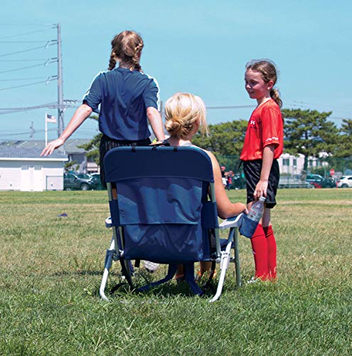 Wide Seat 4-Position Folding Backpack Beach Chair, 13-Inch High Seat, Navy