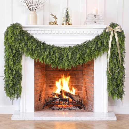 2 Pcs 9 ft Artificial Cedar Garlands for Mantle Decor – GLIDLION