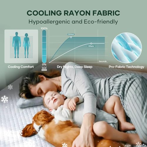 OhGeni Queen Waterproof Mattress Protector - Cooling Breathable Bamboo Pad