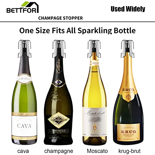 Stainless Steel Champagne Bottle Stoppers - Leak-Proof Saver (2 Pack)