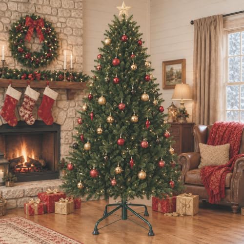 Flylike Christmas Tree Stand, 3-8 ft Metal Folding Base with Anti-Skid Caps