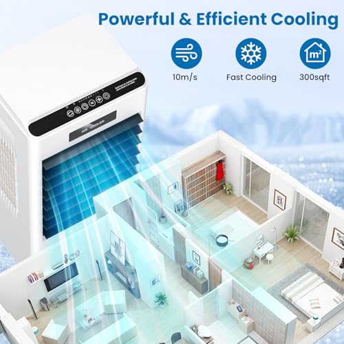 Portable Evaporative Air Cooler 8L 3-Speed Oscillation Remote Black