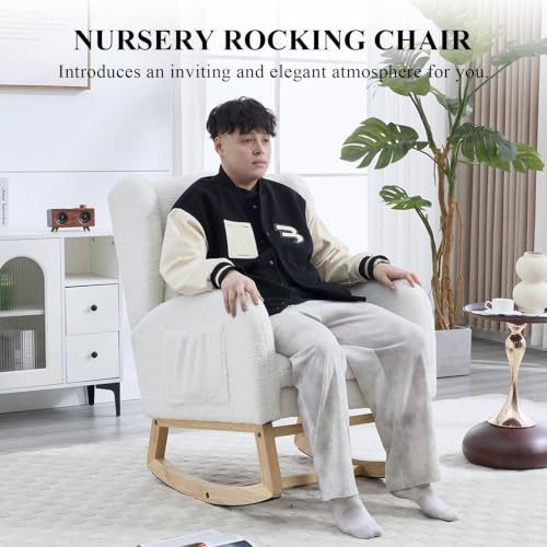 Teddy Upholstered Nursery Rocking Chair with Adjustable Footrest