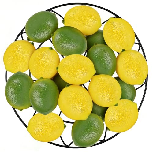 20Pcs Artificial Lemons - Yellow & Green Faux Fruit Decor