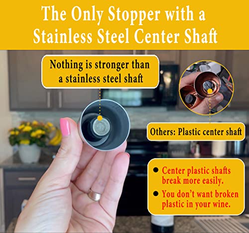 2-Pack Stainless Steel Wine Stoppers - Airtight Leakproof Bottle Sealers