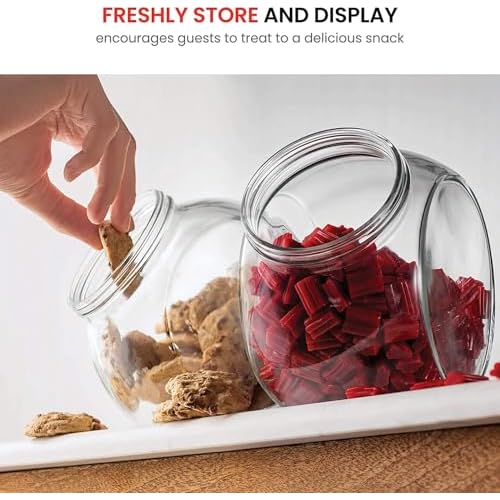 Bormioli Rocco Pandora Glass Candy Jar 75¨ö-Ounce Cookie Jar (2 Pack) with Plastic Airtight Seal Lid 2-Way Display, Bulk-Food Storage Jar for Snacks, Dry Food, Jelly Beans Canister, Apothecary Jars.