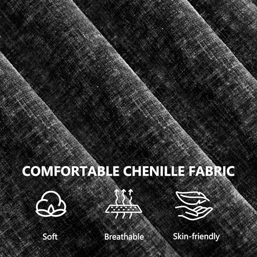 69" Oversized Chenille Chaise Lounge Chair with Ottoman, Dark Grey