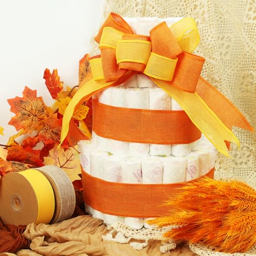 LaRibbons Yellow Burlap Wired Ribbon 2.5in x 12yd - Gift Wrap & Craft Ribbon
