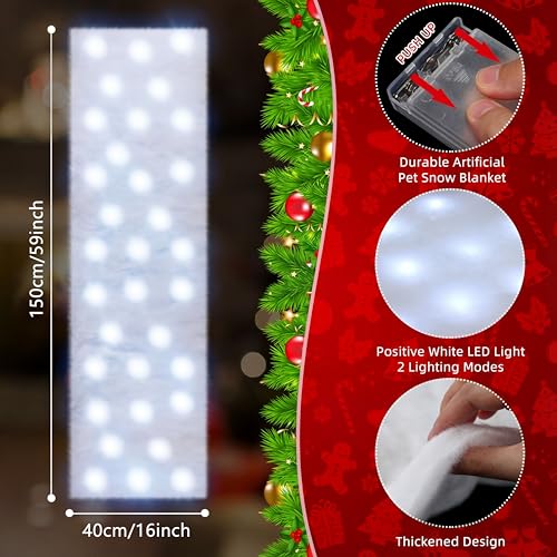 Pre-Lit LED Christmas Snow Blanket (2 Pack) - 4.9ft x 16" Holiday Runner