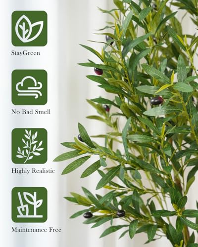 6FT Faux Olive Tree with Pot - Realistic Indoor Decoration