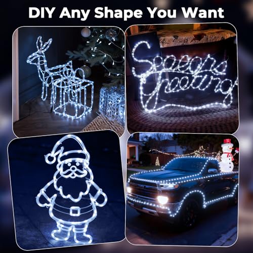 100ft LED Rope Lights, Waterproof Outdoor Fairy Lighting with Remote & Timer