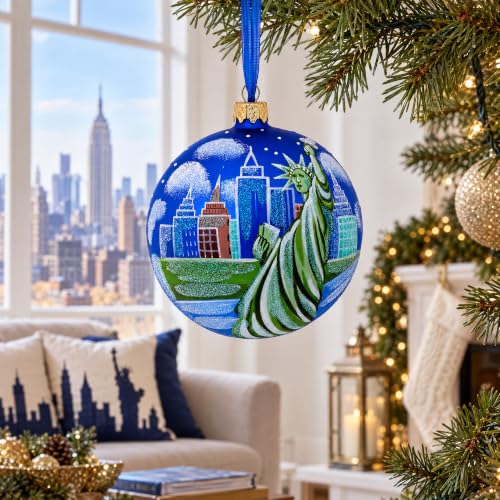 Statue of Liberty Glass Ornament 4 Inch - Hand-Painted Christmas Ball