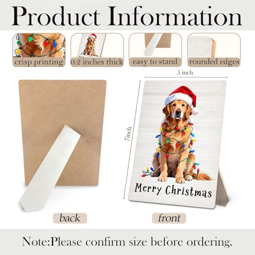 Golden Retriever Christmas Decor with Santa Hat - 5x7 Inch Wooden Sign (Variation: Golden Retriever)