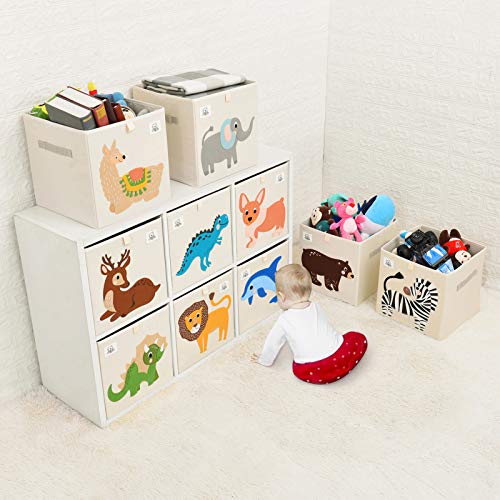 13-Inch Animal Cube Storage Bin - Foldable Fabric Toy Organizer Basket