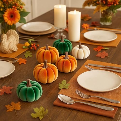 12-Piece Velvet Artificial Pumpkins for Fall and Thanksgiving Decor