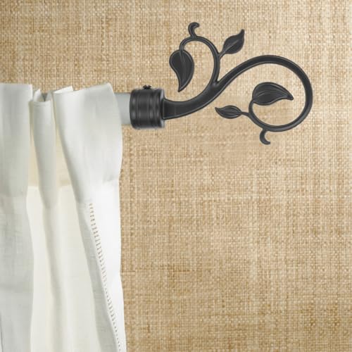 Decorative Metal Curtain Rod Finials, Black Aluminum Alloy Ends - 2 Pack