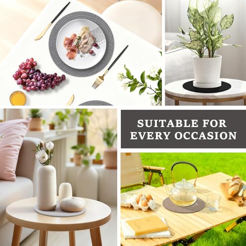 13-Inch Round Woven Cotton Placemats - Set of 6 Heat-Resistant Table Mats