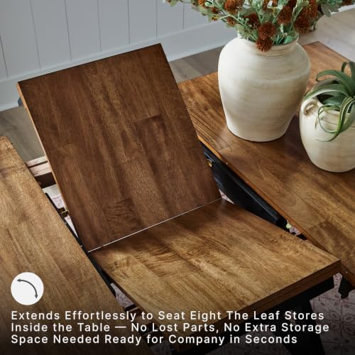 Extendable Farmhouse Dining Table with Butterfly Leaf, Seats 8