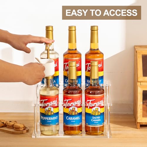 2-Tier Acrylic Coffee Syrup Organizer Rack - 6 Bottle Countertop Stand