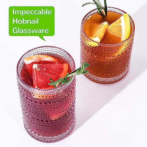 Vintage Hobnail Drinking Glasses Set of 12, 11oz and 14oz Retro Glassware