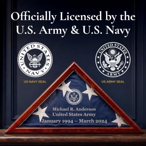 Solid Wood Military Burial Flag Display Case for 5' x 9.5' Flag