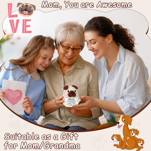Mom Valentines Day Gift Crochet Puppy - Thank You & Love You Gift for Mother