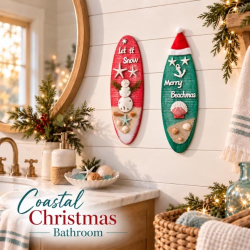 Pechpell 2-Piece Coastal Beach Christmas Wall Art Set