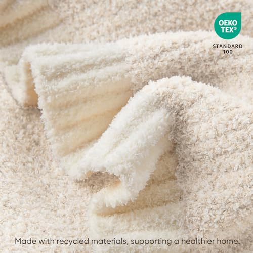 Snuggle Sac Soft Knitted Reversible Throw Blanket - Ivory (50x60)