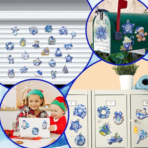 Copkim Snow Christmas Diamond Art Magnet Kits - 30 Pcs Holiday Magnets