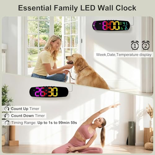 ANALOI Vibrant Large Digital Wall Clock 14.4 Inch Classroom Display