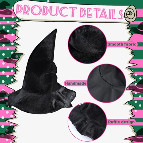 Black Velvet Witch Hat Tree Topper for Halloween & Christmas Decor