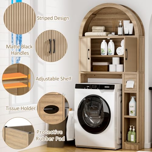 Over Toilet Storage Cabinet with Arch Design and Adjustable Shelves