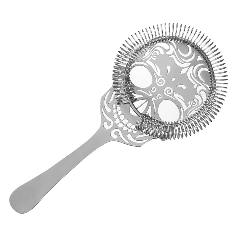 Skull Cocktail Strainer with Handle - Stainless Steel Bar Tool for Mixing & Serving
