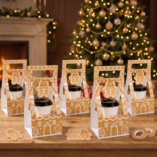 Astivac 48 Pack Christmas Drink Carrier with Handle Gingerbread Houses (Variation 48)