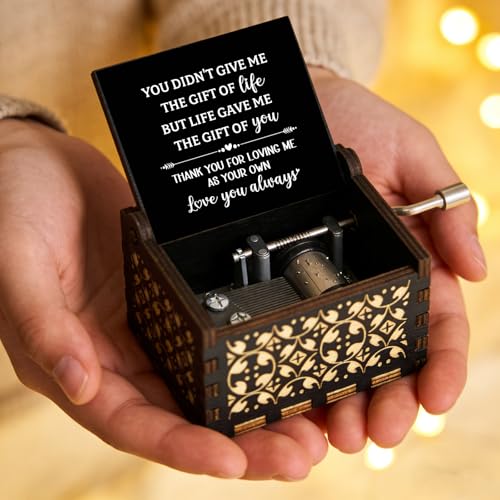 Wooden Hand Crank Music Box for Stepmom - You Are My Sunshine Gift