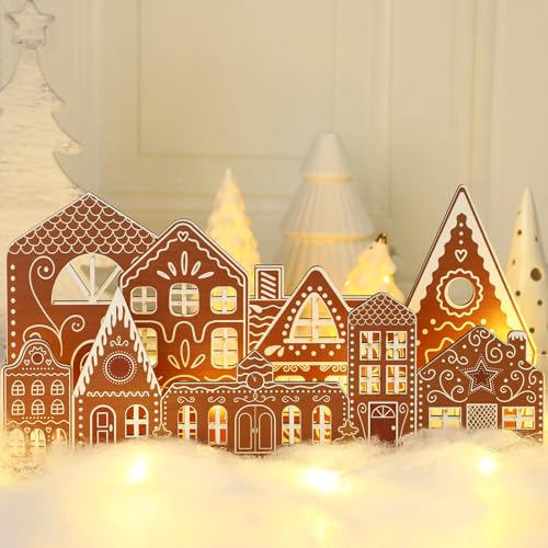 Light-Up Wooden Gingerbread House Tabletop Christmas Village Decoration