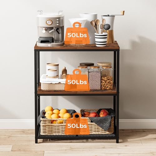 3-Tier Industrial Kitchen Island & Baker's Rack with Storage Shelves