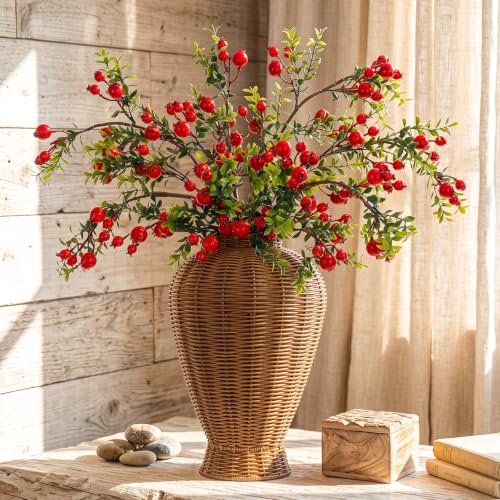 6-Pack Artificial Pomegranate Branches Decor — 24in & 29in Foam Stems