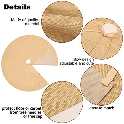 Pangda 48 Inch Burlap Christmas Tree Skirt Natural Beige Round Xmas Cover