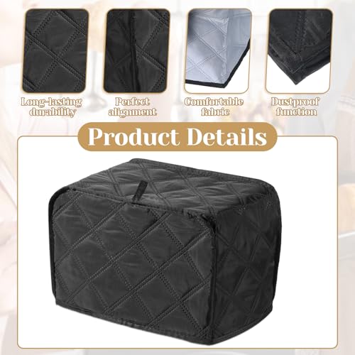 Quilted 2-Slice Toaster Cover - Universal Dust Protector, Black