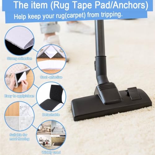 Non-Slip Rug Pads, Anti-Skid Carpet Anchors for Corners - 10 Pack, Black