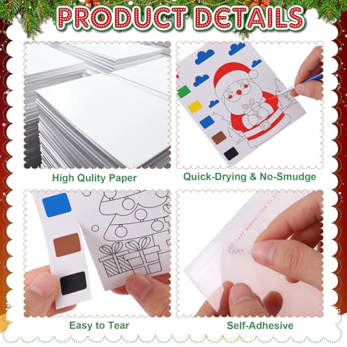 Funrous Christmas Watercolor Coloring Books Bulk Set with Paintbrushes & Bags - 168 pcs