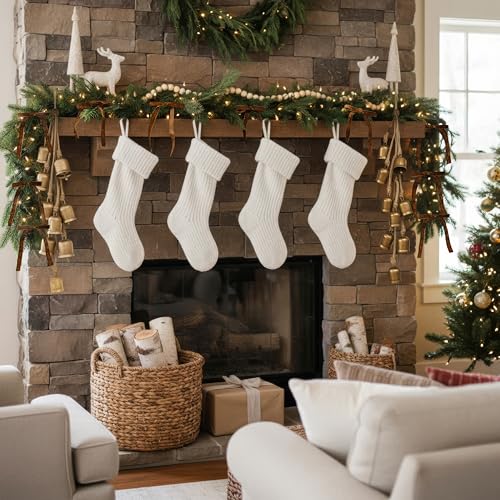 Rustic Gold Christmas Bell Ornaments Set with Velvet Bows - Holiday Decor
