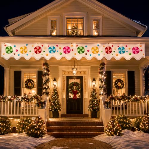 Deloky 8Pcs Outdoor Gingerbread House Banner 47x12 Candy Decor - Gingerbread-8Pcs
