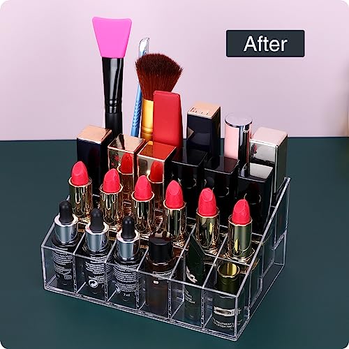 MOSIKER Clear Lipstick Organizer with 24 Slots, Vanity Makeup Storage