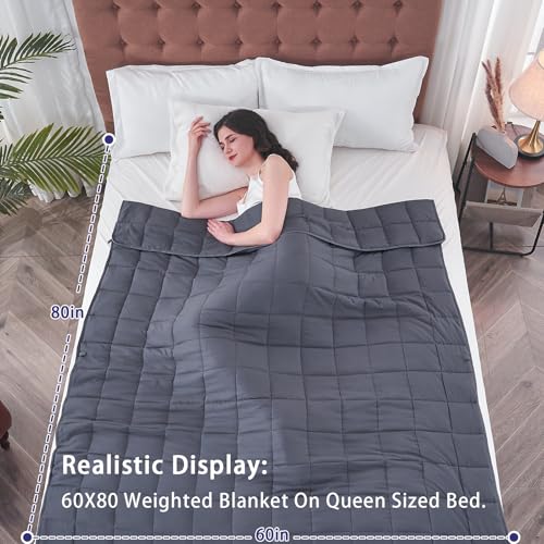 Yescool 20 lbs Cooling Weighted Blanket for Adults - Queen Size 60" x 80", Grey