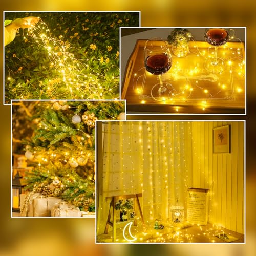 EXF 4 Pack Battery Operated Fairy Lights 16FT 50 LED Warm White String Lights