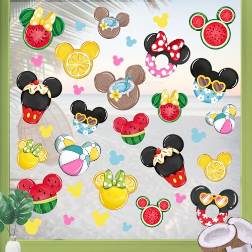 Colorful Watermelon Lemon Coconut Window Clings - 4 Sheets